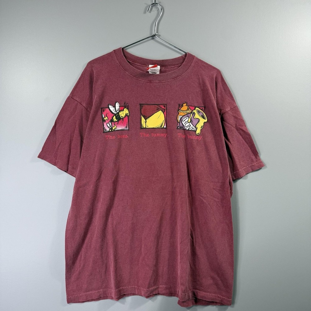 Vintage Mickey Inc Winnie The Pooh Shirt Mens Large Red Graphic Bees Tummy 90s